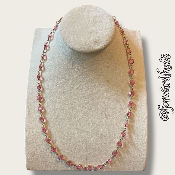 Bundle Sale 3 for $15 | Vintage Pink Faceted Bead Necklace – Marked Korea - Picture 1 of 7